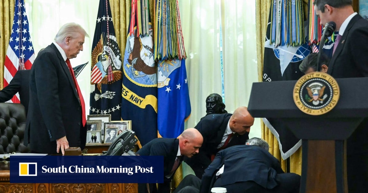 White House event paused as guest faints during Trump announcement