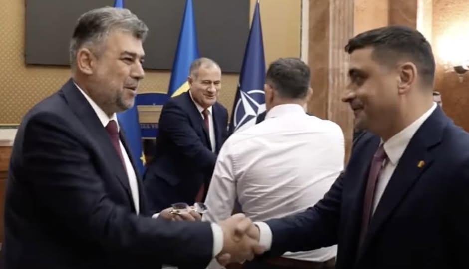 Blat PSD-AUR. Aflat la Buzău, Simion s-a ferit să spună ceva de Ciolacu, însă l-a atacat pe candidatul PNL-USR: ”Le este frică de noi”