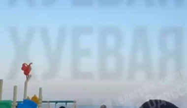 Ukrainian civilians gathering at the beach in Odesa are watching their air defense shooting down Iranian/Russian "Shahed" UAVs attacking the city.