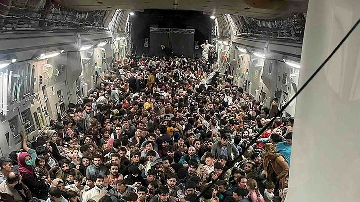 Afghan evacuation in jet