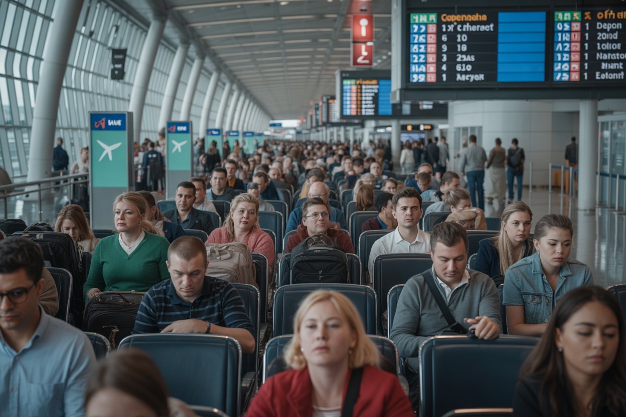 Over 329 delays and 32 flight cancellations hit europe, including ireland, denmark, uk, france, netherlands, as sas, emerald, virgin atlantic, air france, klm affecting travel at dublin, copenhagen, london, paris, amsterdam