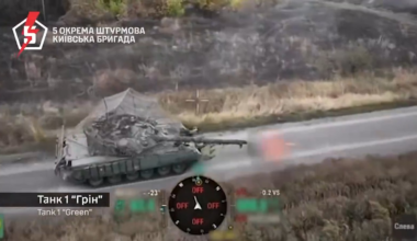 Two Ukrainian tanks assaulted and destroyed Russian infantry position on the eastern front. 5th Assault Brigade. Published 04.11.2025