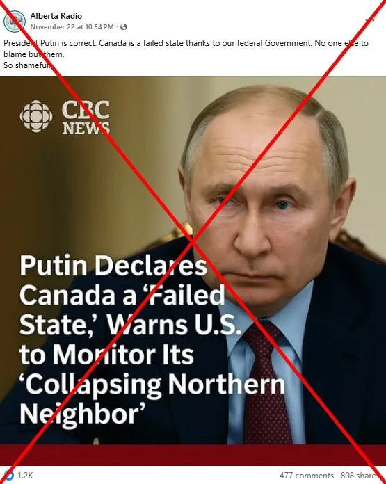 <span>Screenshot of a Facebook post taken November 26, 2025</span>