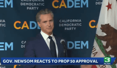 In Prop 50 victory speech, Gov. Gavin Newsom calls on other Democratic states like Illinois to redistrict. “We need the state of Virginia, we need the state of Maryland, we need our friends in NY, in Illinois, in Colorado, we need to see other states..meet this moment head on as well.”
