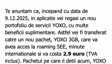 S-a stricat si YOXO. Abonamentul cu 9 lei 10GB devine 3 euro 3GB.