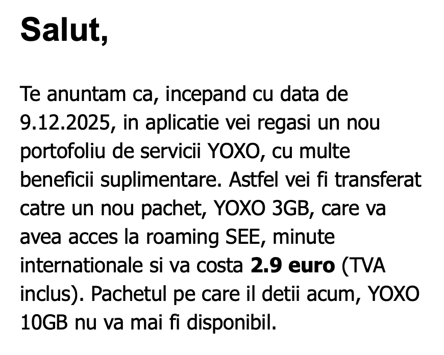 S-a stricat si YOXO. Abonamentul cu 9 lei 10GB devine 3 euro 3GB.