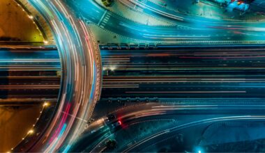 A view of a highway from above