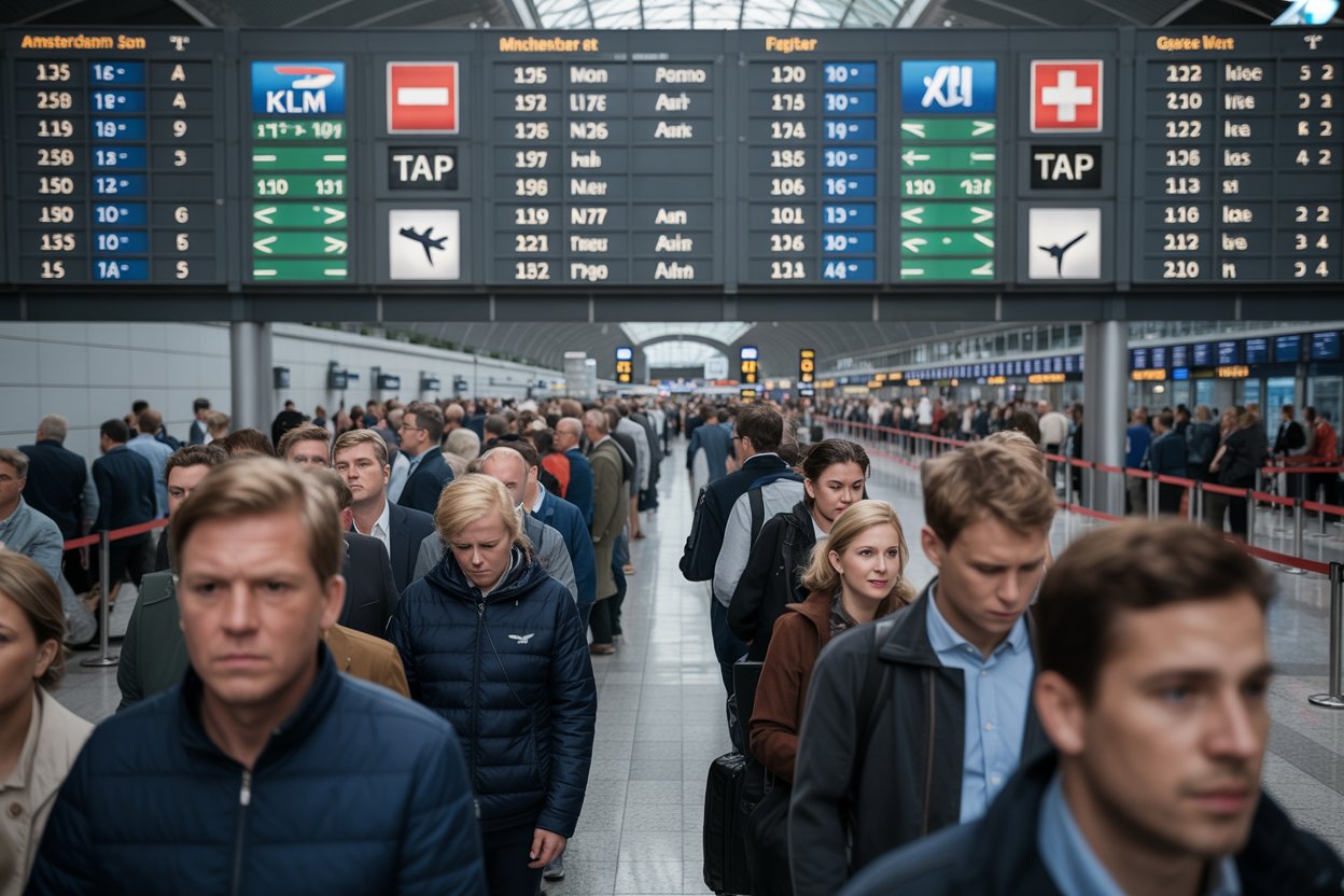 British, klm, finnair, tap, swiss and more face 30 flight cancellations and 449 delays in uk, netherlands, finland, portugal, switzerland, leaving passengers stranded across manchester, amsterdam, rovaniemi, geneva, and more