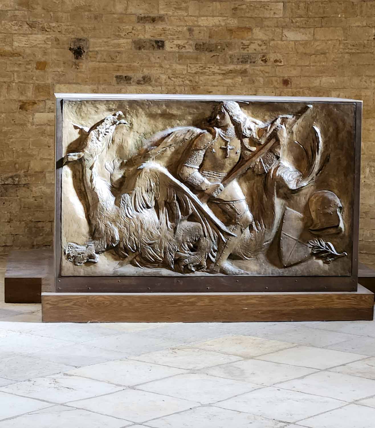 Depiction of St George and the dragon inside St George's Basilica in the Prague Castle complex