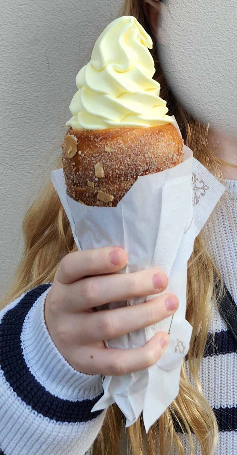 ChImney cake with ice cream inside - one of the treats to try in Prague with kids