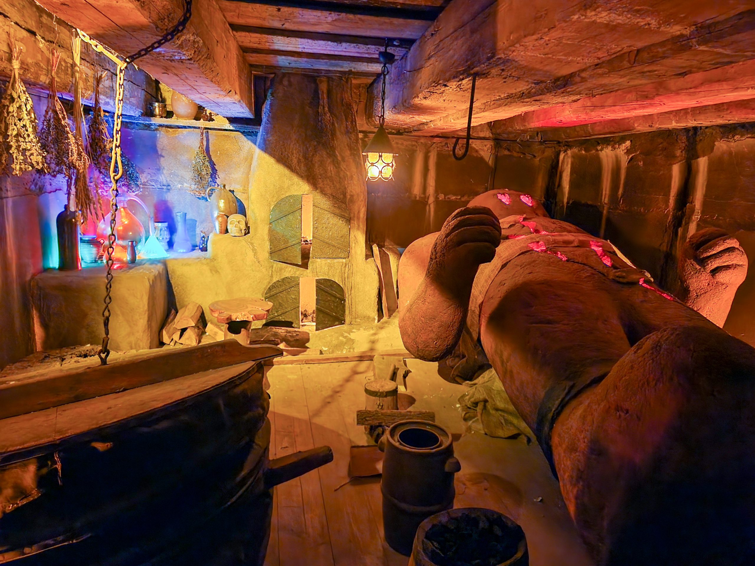 Room at the Story of Prague attraction showing the legend of the golem, using technology to bring it to life - one of the fun things to do in Prague with kids