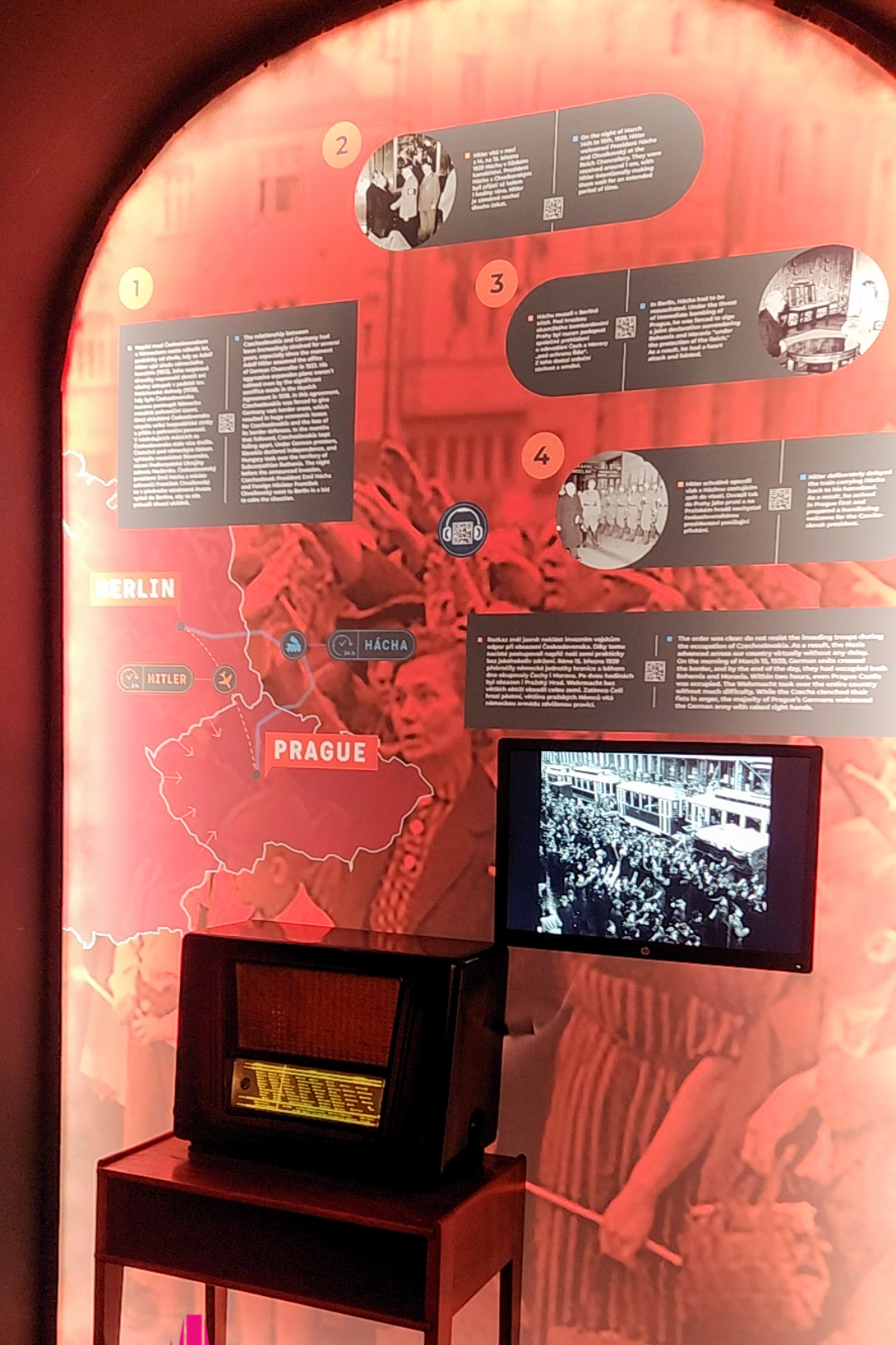 Display showing some of the events of the Second World War in Prague in one of the 20th century rooms at the Story of Prague attraction