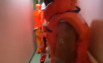 Footage of a crewmember of the Russian shadow fleet tanker "Kairos" recording the attack by Ukrainian sea baby UGVs and the evacuation of the ship.