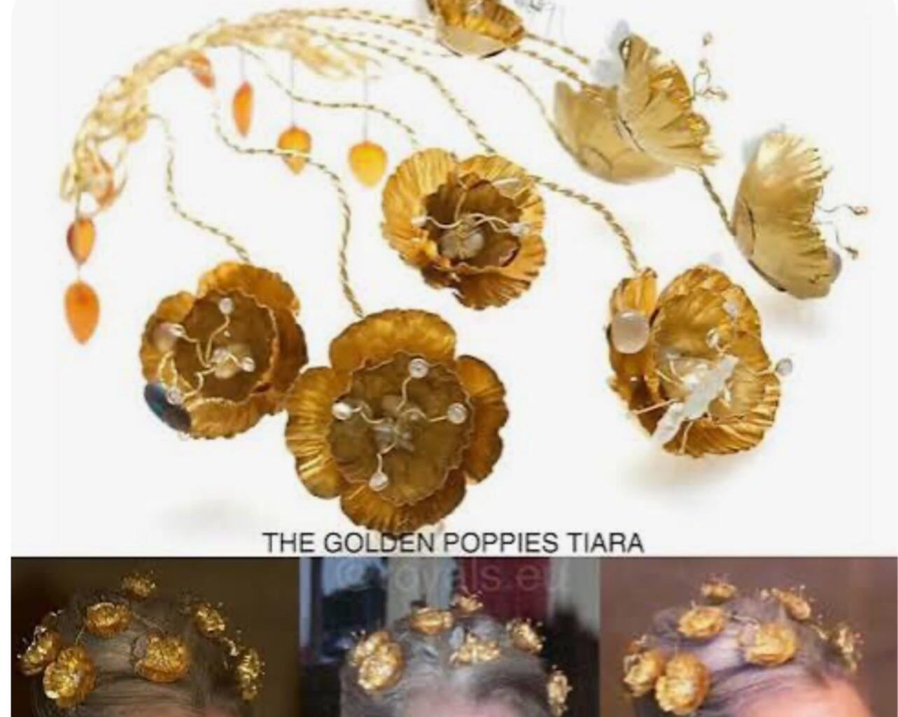 Queen Margrethe II unique and whimsical Golden Poppy art piece Tiara and Jewelry … Unique and fun or just a hard No?