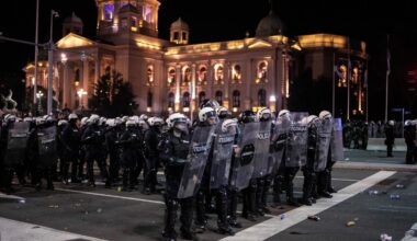 Riot police separate opponents and loyalists of Serbia's president as tensions soar