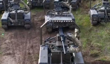 Land-based robotic combat complexes developed by Ukrainian DevDroid - Droid TW. Armed with a Browning-type 12.7mm heavy machine gun.