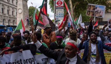 Darfurians protesting in London for an end to the violence in Sudan. Image: SOPA Images Limited/Alamy