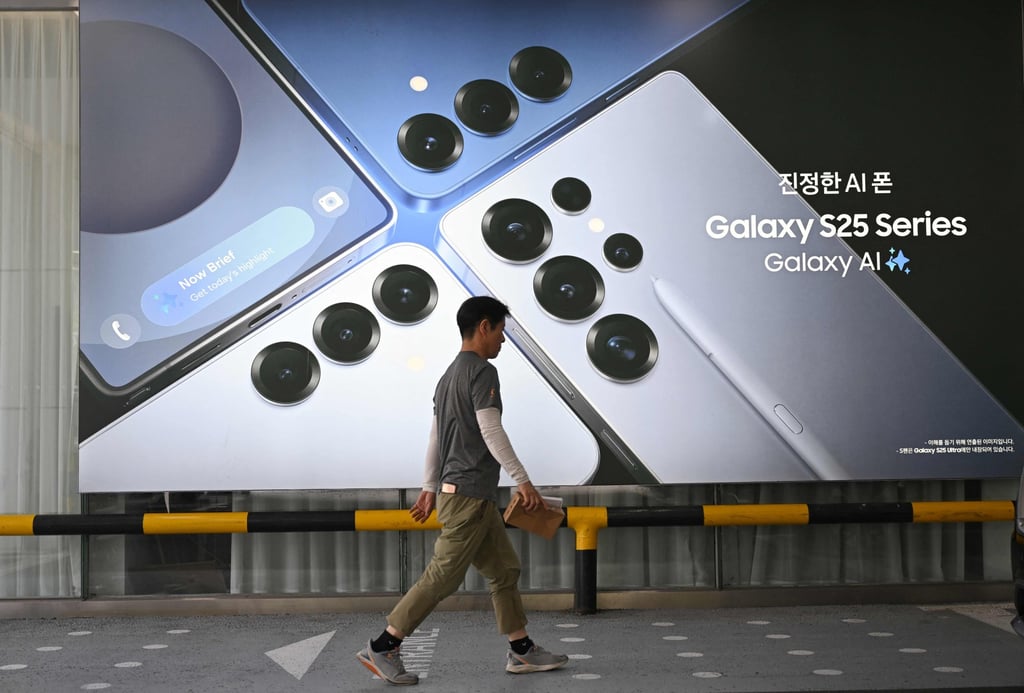 A man walks past an advertisement at a Samsung store in Seoul, South Korea, in July. Photo: AFP