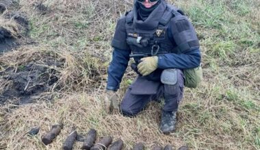 Ukrainian Sappers discovered and removed World War II-era munitions that wwre were discovered in the Kharkiv Oblast. The munitions were found during agricultural work.
