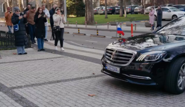 Moldova summons the Russian ambassador to discuss drone incursions and greets him with one of the Russian drones on the steps.