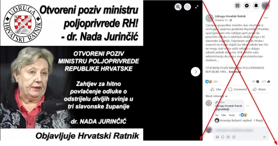 <span>Screenshot of a misleading post on October 24, 2025. Red cross added by AFP</span>