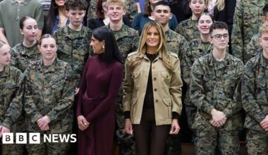 Melania Trump and Usha Vance meet with military families in first joint visit