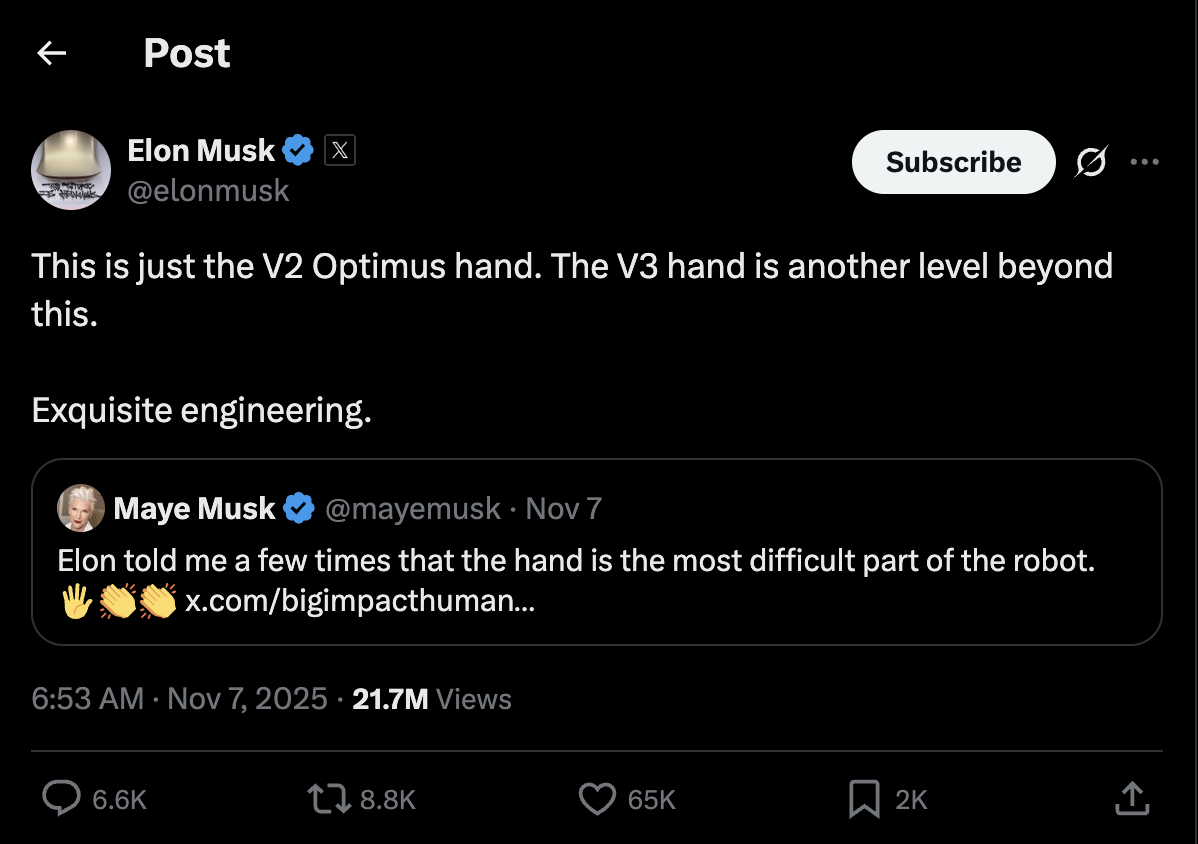 Elon Musk discusses Tesla Optimus robot with mother Maye Musk