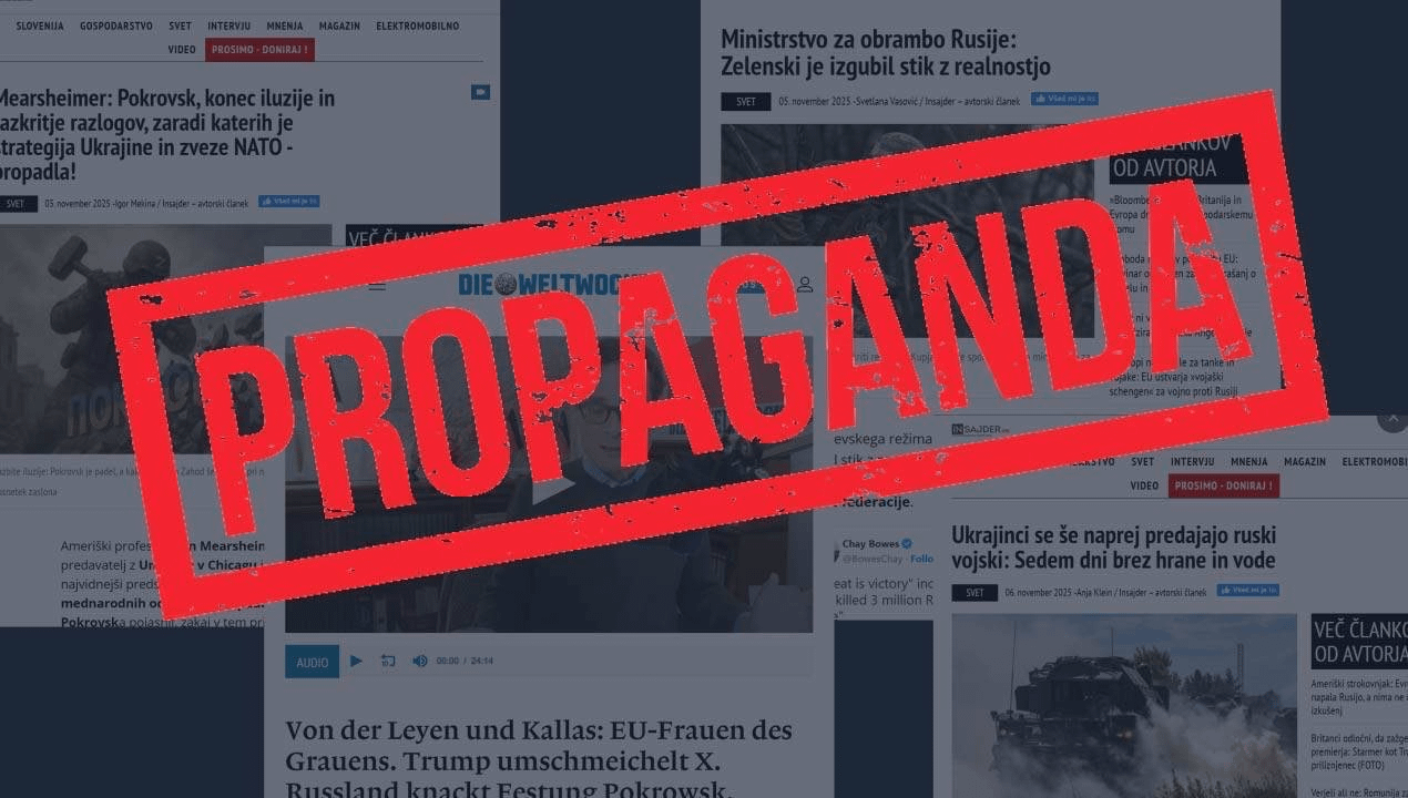 Network of pro-Russian sites in Europe spreads Russian propaganda that Ukraine has lost at the front and Russians have captured Pokrovsk. Insajder (Slovenia), Weltwoche (Switzerland), Geoestrategia (Spain), CZ24, Czechfreepress (Czechia), ReseauInternational (France) spread coordinated fake news.