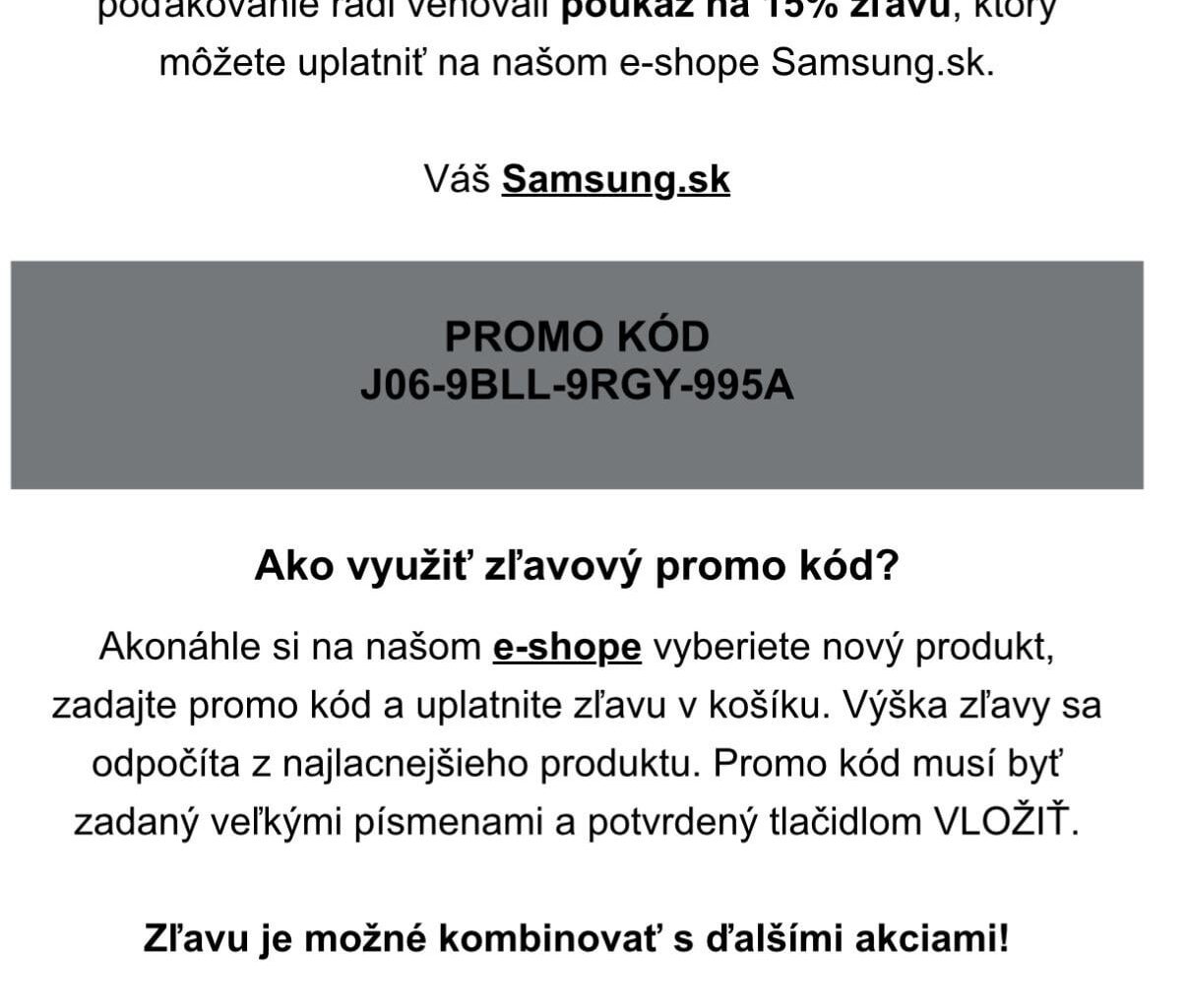 Nazdar, ak by niekto niečo plánoval kupovať ma Samsung.sk tu máte 15% zľavu.