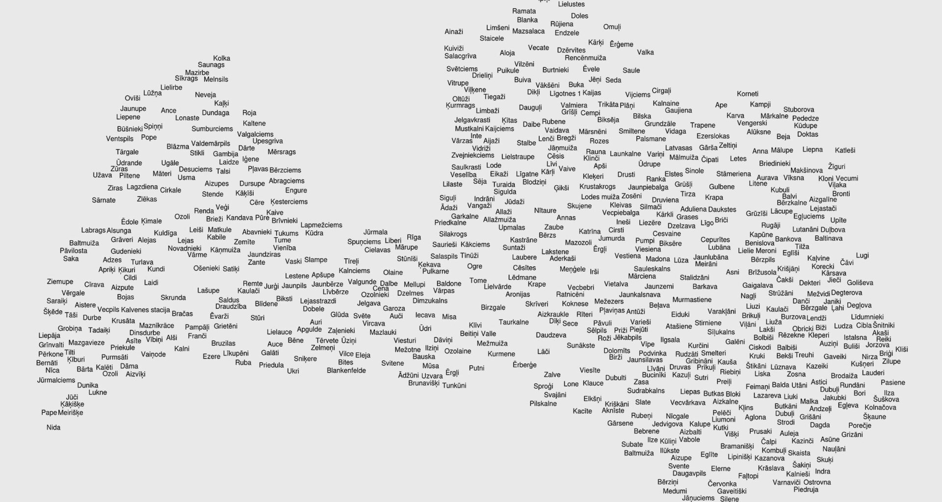 [OC] I created a typographic map of Latvia using the names of its towns and settlements