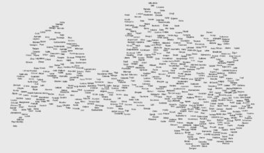 [OC] I created a typographic map of Latvia using the names of its towns and settlements