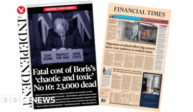 Newspaper headlines: 'Fatal cost' of 'toxic No.10' and 'Migration overhaul' - BBC
