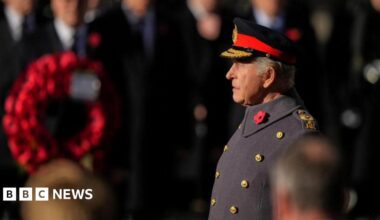 Remembrance Sunday: King leads two-minute silence at Cenotaph - live updates