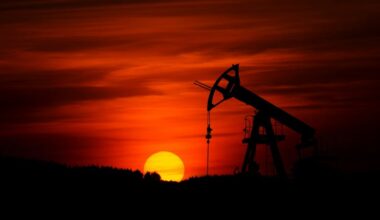 oil pump jack at sunset.