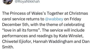 The Princess of Wales’s Together at Christmas carol service returns on Friday December 5th