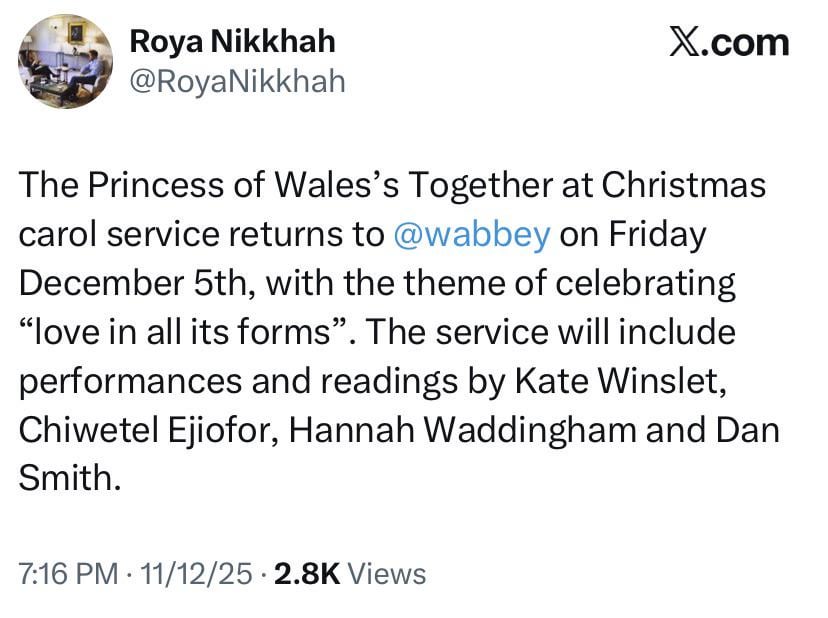 The Princess of Wales’s Together at Christmas carol service returns on Friday December 5th