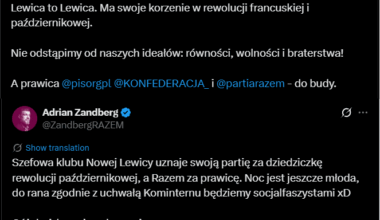 Żukowska upatruje swoich korzeni w rewolucji bolszewickiej i nazywa Partię Razem prawicą