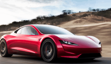A Red Tesla Roadster 2.