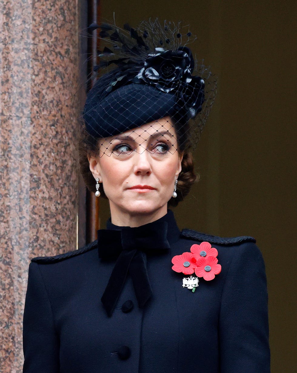 london, united kingdom november 10: (embargoed for publication in uk newspapers until 24 hours after create date and time) catherine, princess of wales attends the annual national service of remembrance at the cenotaph on november 10, 2024 in london, england. each year members of the british royal family join politicians, veterans and members of the public to remember those who have died in combat. (photo by max mumby/indigo/getty images)
