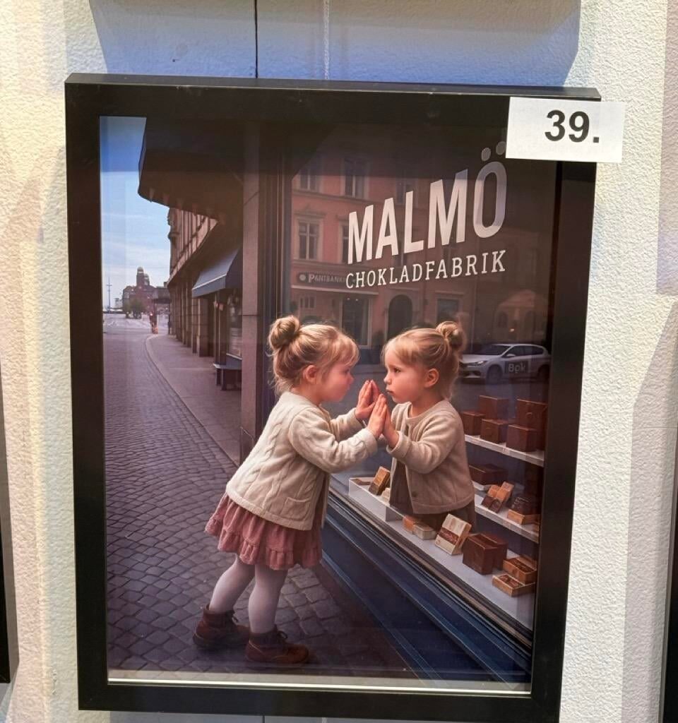 Konstnär ställer ut AI-genererade bilder på galleria i Malmö (blandat med photoshopkollage)