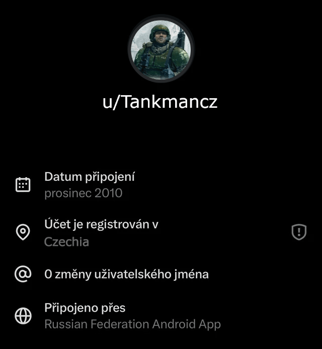 A Czech far-right user was found to have joined erček through "Russian Federation Android App"