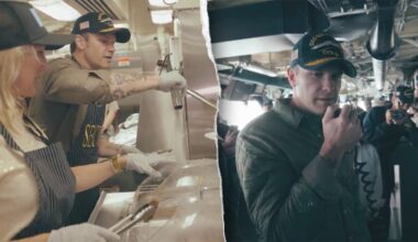 Pete Hegseth serves Thanksgiving meals to deployed Navy sailors