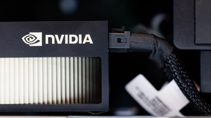Close-up view of an Nvidia RTX PRO 6000 Blackwell GPU, showing the Nvidia logo and part of the cooling system.