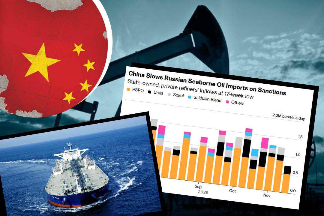 US-led sanctions drive Chinese oil giants to shift from Russian imports to alternative suppliers. Russia's export revenues slide, and shadow fleet activity increases as traders seek hidden routes.