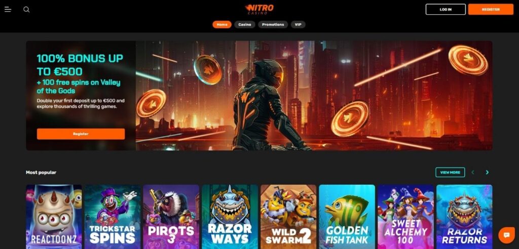 Nitro Casino Website Homepage
