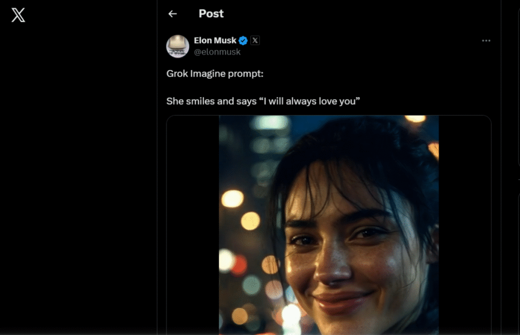 Elon Musk's post on X