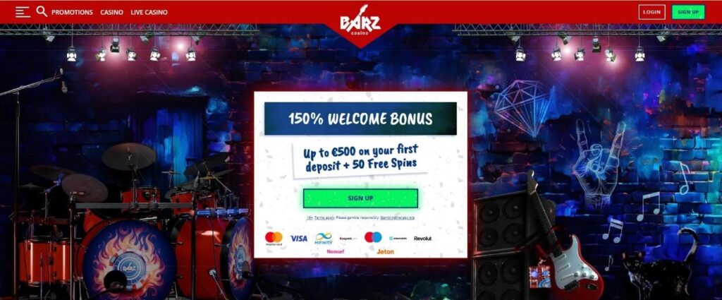 Barz Casino Website Homepage