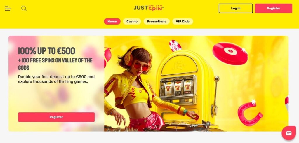 JustSpin Casino Website Homepage