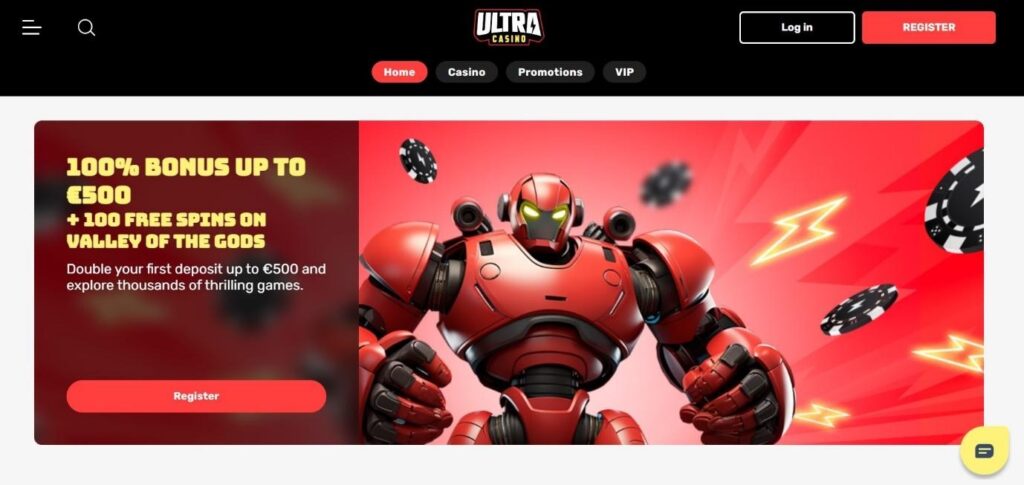 Ultra Casino Website Homepage