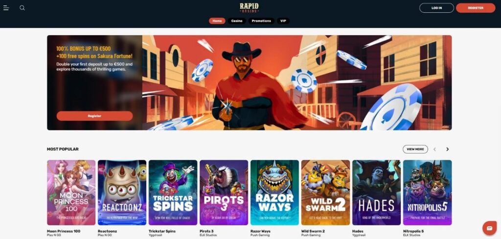 Rapid Casino Website Homepage